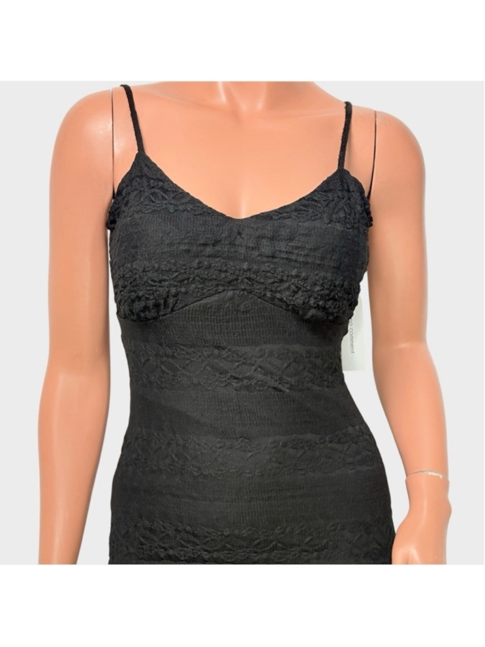 90s Deadstock Black Lace Mesh Midi Dress Asymmetrical Hanky Hem M Fairy Grunge - Picture 5 of 13